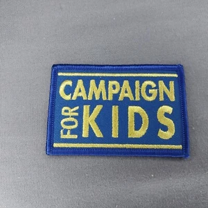 Campaign For Kids 3"x2" Iron On Patch Gold Blue Politics - Picture 1 of 2