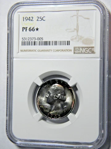 1942 WASHINGTON 25c NGC PF 66* STAR BEAUTIFUL COLORS Cover