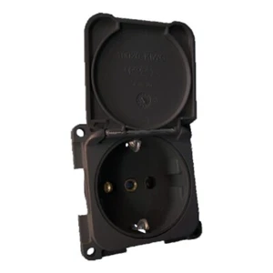 Enchufe 220v Gris Antracita Tapa con Marco Inprojal Presto CBE Toma 230v Camper - Imagen 1 de 2