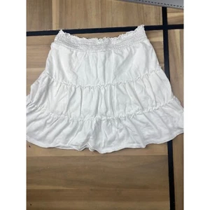 Limited Too Tiered Skirt Smocked Waist Ruffle Hem White Girls Size 12 - Picture 1 of 6
