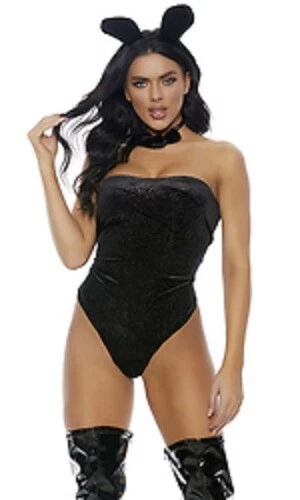 VENTA Forplay Haute Hopper Bunny Rabbit Black Shimmer Body sin tirantes Disfraz Foto 1 de 3