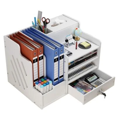 Weißer Schreibtisch-Organizer mit großer Kapazität Schreibtisch-Ordner fürs B... - Bild 1 von 4