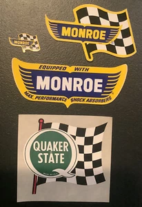 ORIGINAL Vintage 1960s 1970s Monroe & Quaker State OEM Stickers Decals Lot - Picture 1 of 3