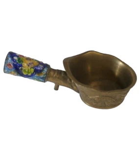 Vintage Brass Chinese Silk Coal Iron Incense Burner Floral Design Handle China - Picture 1 of 16