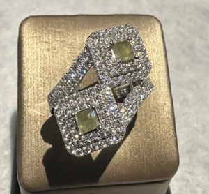 925 Silver .60 CT Green Sapphire Ring Size 7 - Gorgeous ! - Picture 1 of 13