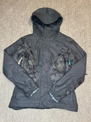 Volcom Womens S Winter Ski Jacket Snowboard 15Kmm Insulated Hooded Grey Camo - Image 1 of 4