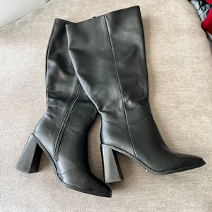 Bellini Saveria Curve Knee High Boot Women's 8W Faux Leather Block Heel Zip - Picture 1 of 7