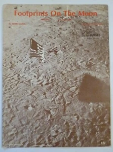 FOOTPRINTS ON THE MOON Sheet Music NASA Apollo 11 Armstrong Aldrin 1969 USA Flag - Picture 1 of 2