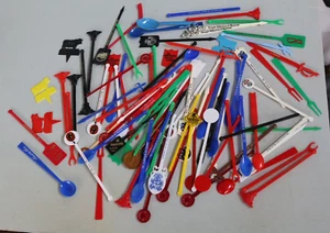 Large SWIZZLE STICK LOT Vintage Bar Drink Stirrers - Picture 1 of 7