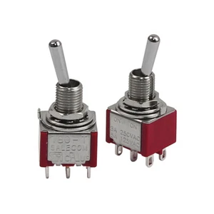 FLEOR 2pcs Red 2-way Mini Guitar Toggle Switch DPDT Type 2-Position ON/ON 3A - Picture 1 of 7