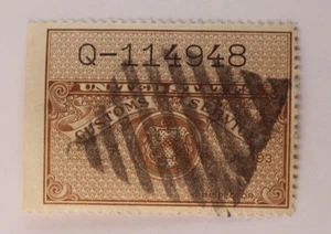 U.S Customs Service Stamp 193, Brown ,GEM rectangle diagonal Cancellation - Picture 1 of 2