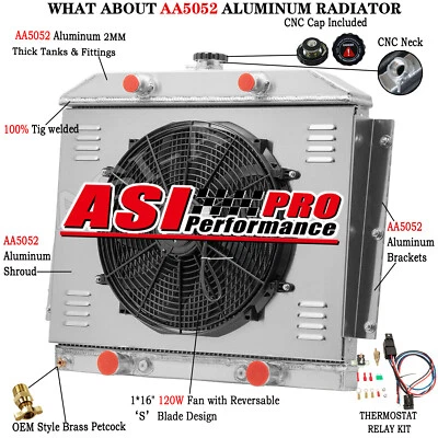 3Row Radiator Shroud Fan Fit 1949-1951 Mercury Monterey Flathead Configuration Foto 1 de 4