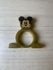 Antique Bakelite Green Yellow Mickey Mouse Napkin Ring Disney 2 Sides Decal