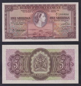 Billet De Banque Bermuda 5 Shillings 1957 P.-18b FDS/UNC - Picture 1 of 1