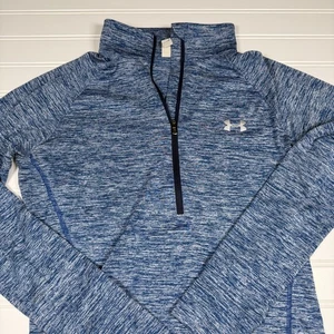 Under Armour Heat Gear 1/4 Viertel-Reißverschluss Damen klein meliert blau lockere Passform guter Zustand - Bild 1 von 4