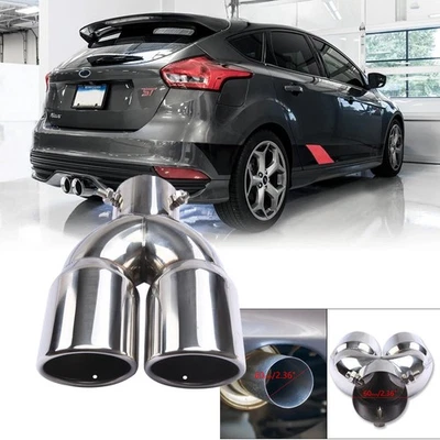 Calibre Coche Doble Salida Trasera + Puntas Silenciador Escape Para Ford Focus ST Foto 1 de 4