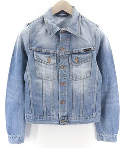 NUDIE Perry Org. Summer Shade Mens Jacket XS Faded Pockets Button Closure Blue - Picture 1 of 13