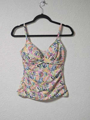 Lauren Ralph Lauren Swimsuit Womens 10 Paisley Adjustable Straps Tankini Top  - Image 1 of 4