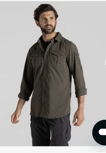Craghoppers Shirt Mens M NosiLiFe Adventure 111 Woodland Green Long Sleeve  - Picture 1 of 9