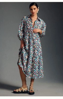 Anthropologie Maeve Bettina Tiered Shirt Dress Multicolor Size XS - Image 1 of 4