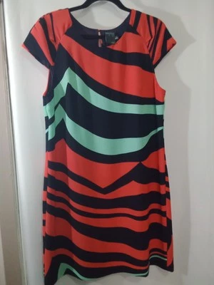 Womenl Gabby Skye Crepe Dress.Size 12 M, Mint Green, Orange And Black Print. - Image 1 of 4