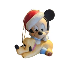 Disney Baby Mickey & Pluto 1984 Keramik Weihnachtsschmuck - Bild 1 von 4