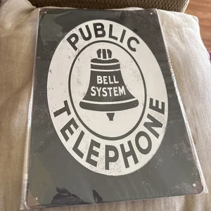 Public Telephone Tin - Bell System Reproduction Metal Tin 12”x8” - Picture 1 of 8