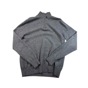 Qi New York Mens 100% Cashmere Gray Half Zip Mock Neck Sweater - M - Picture 1 of 5