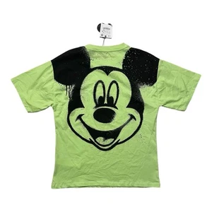 Zara Kids Disney Mickey Mouse Embossed Graphic T-Shirt Unisex Sz 13-14 NWT Neon - Picture 1 of 9