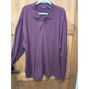 IZOD Men's Long Sleeve Quarter Button Maroon Big & Tall Size 3XL Tall 3XLT - Picture 1 of 5