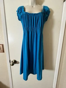 Neu ohne Etikett Christina Love Empire Kleid Gr. M B türkis Kurzarm knielang Viskose - Bild 1 von 7