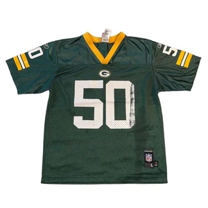Reebok Jersey NFL Green Bay Packers AJ Hawk No 50 Unisex Youth Large Green - Picture 1 of 9