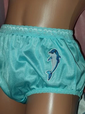 DE COLECCIÓN SEDOSO NYLON DOLPHIN LTD VIDA MARINA ENCAJE CINTURA SISSY PIERNA ALTA BRAGAS PEQUEÑAS Foto 1 de 4