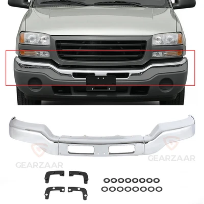 全新 前保险杠 适用于 2003 - 2006 年 GMC Sierra 1500 Sierra 3500 铬钢  — 第 1/4 张图片
