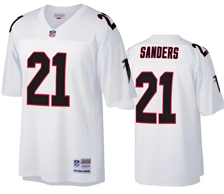 Men's #21 Deion Sanders White Throwback Jersey