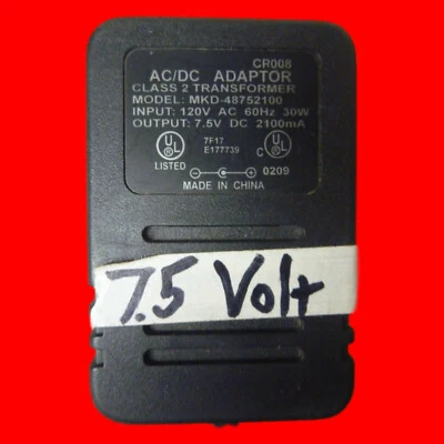 AC/DC Adaptor MKD-48752100 CP008 Output 7.5VDC 2100MA 120VAC 30W  3.5mm X1.35mm - Image 1 of 4