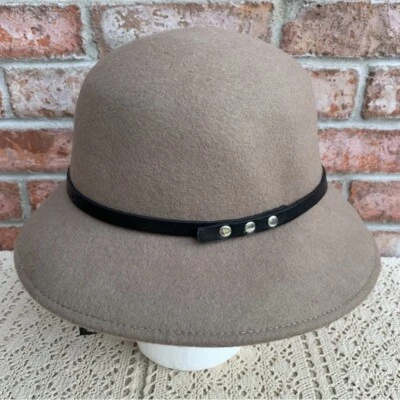 Nine West Cloche Bucket Hat 100% Wool Taupe Women’s Adjustable OSFA NWT - Image 1 of 4