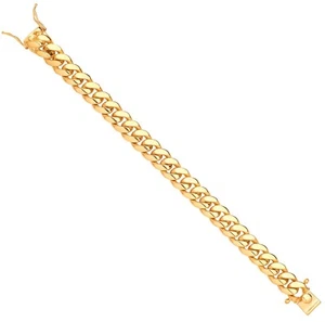 9ct Yellow Gold 13mm Cuban Link Solid Gents Bracelet - Picture 1 of 20