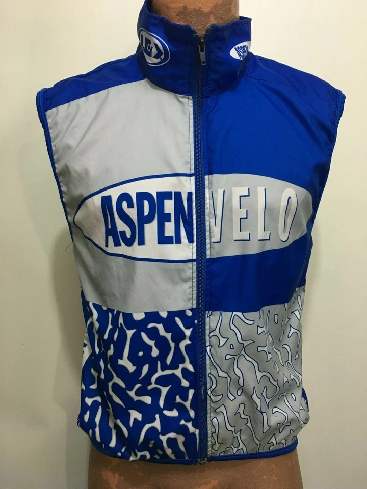 Cortavientos Louis Garneau S Bicicleta Sin Mangas Azul Gris Aspen Velo Malla Trasera Foto 1 de 4