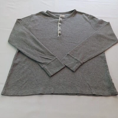 Camiseta Merona Henley de 4 botones gris mezcla de algodón para hombre manga larga talla grande Foto 1 de 4