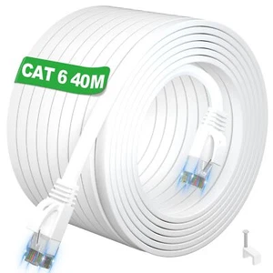 Cable Ethernet 40m Cable RJ45 40m Câble Réseau Cat 6 Blanc Long Cable Interne... - Photo 1/6