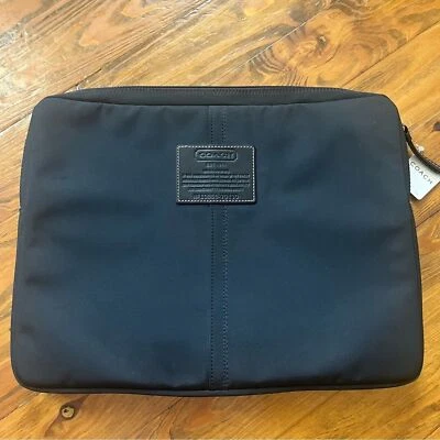 COACH NEW Black Nylon Laptop Sleeve Case with Leather Patch 70130 - Image 1 of 4
