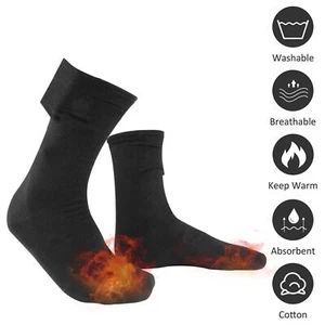 USB Electric Heated Sock Rechargeable Men Women Winter Thermal Boot Foot Warmer - Picture 1 of 12