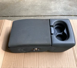 Black 04-08 Ford F-150 Jump Seat Center Console Armrest w/ 2 Cup Holder Cloth - Picture 1 of 18