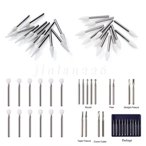 Dental White Polishing Stones Flame Cone shape FL2 CN1 RD1/ Carbide Round Burs - Picture 1 of 210