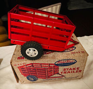 Vintage 1957 Tonka Farm Stake Trailer Red - Original with box
