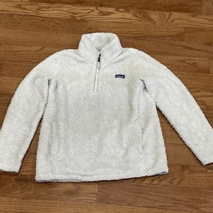 Patagonia Girls Size XL 14 Los Gatos 1/4 Zip Fleece Sherpa Jacket Pullover White - Picture 1 of 5