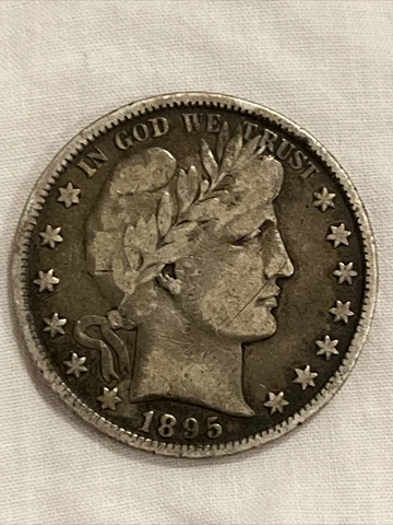 Antique, 1895 P Philadelphia Meant 50c Barber Silver Half Dollar B09 Cover