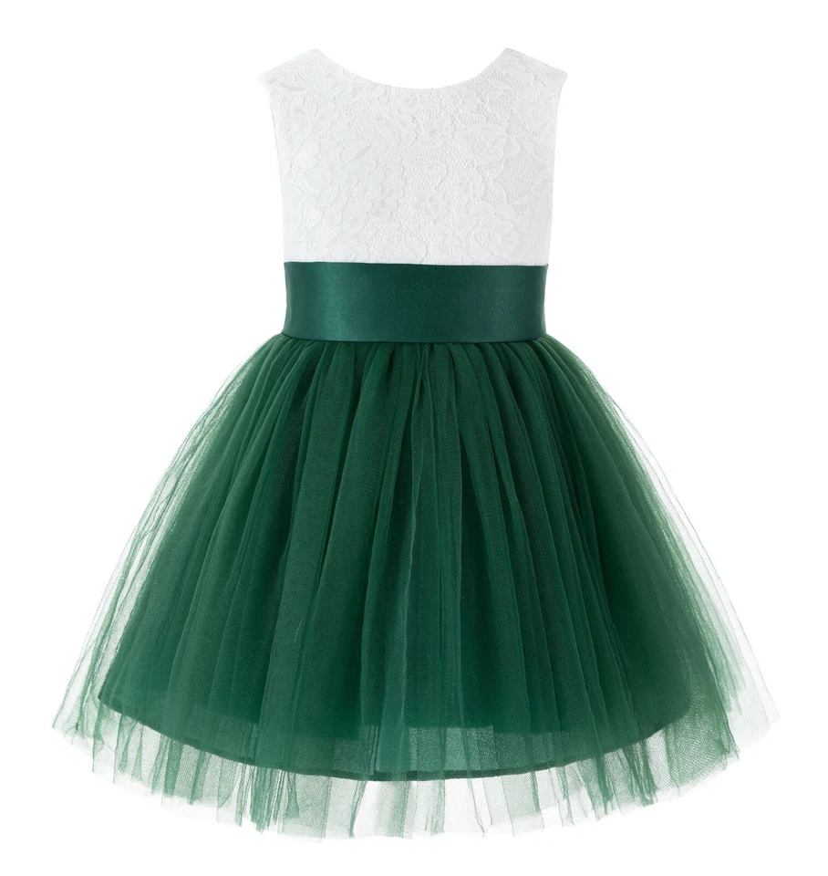 Backless Lace V-Back Flower Girl Dress Tulle Dresses Girl Dress Special Occasion - Image 1 of 1