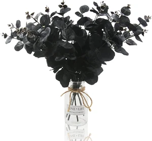 Hananona 6 Pcs Artificial Black Eucalyptus Stems, 14" Eucalyptus Leaves Branches - Picture 1 of 12
